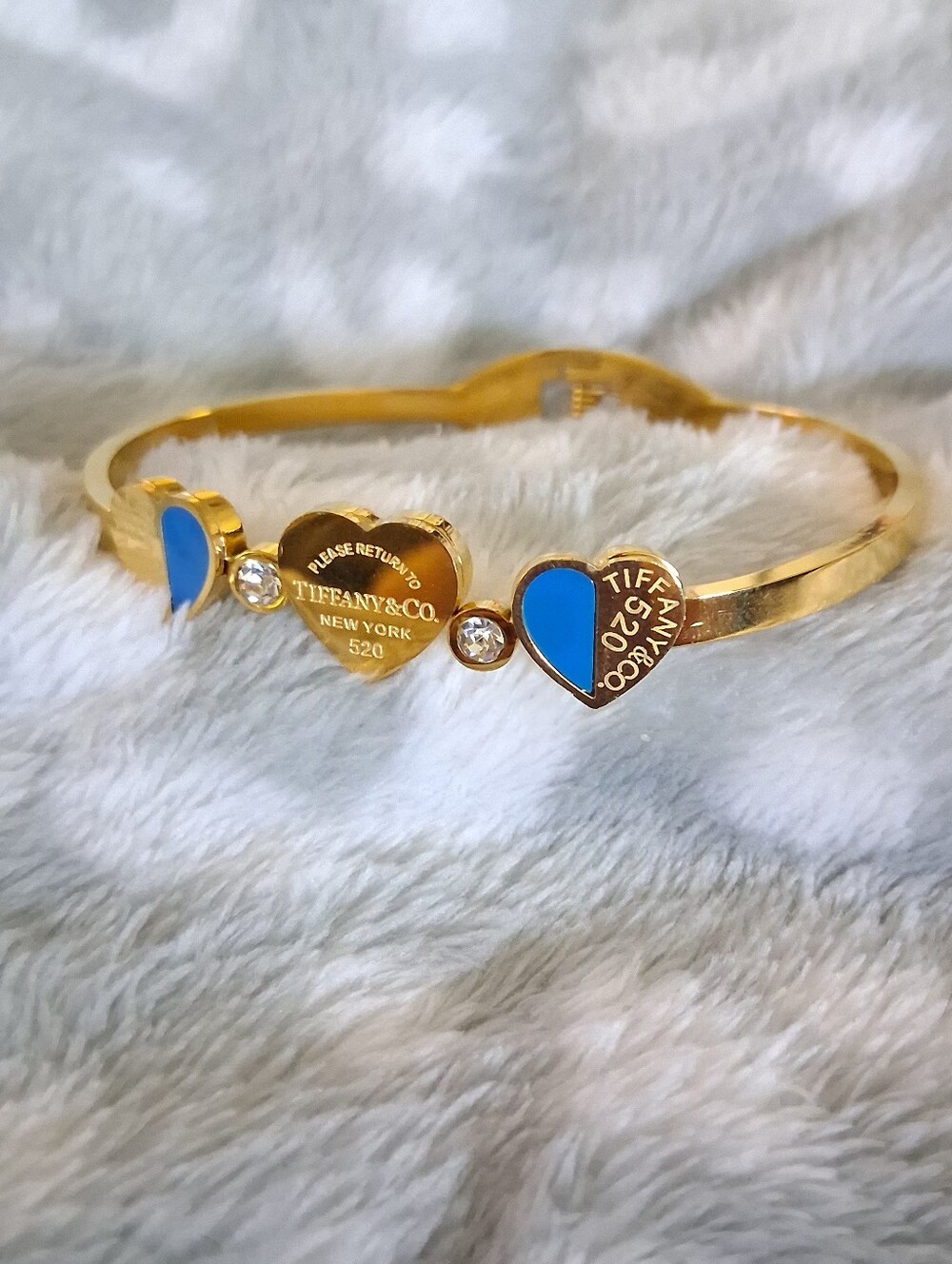 Fashion Jewelry Gold Heart Bracelet with Blue